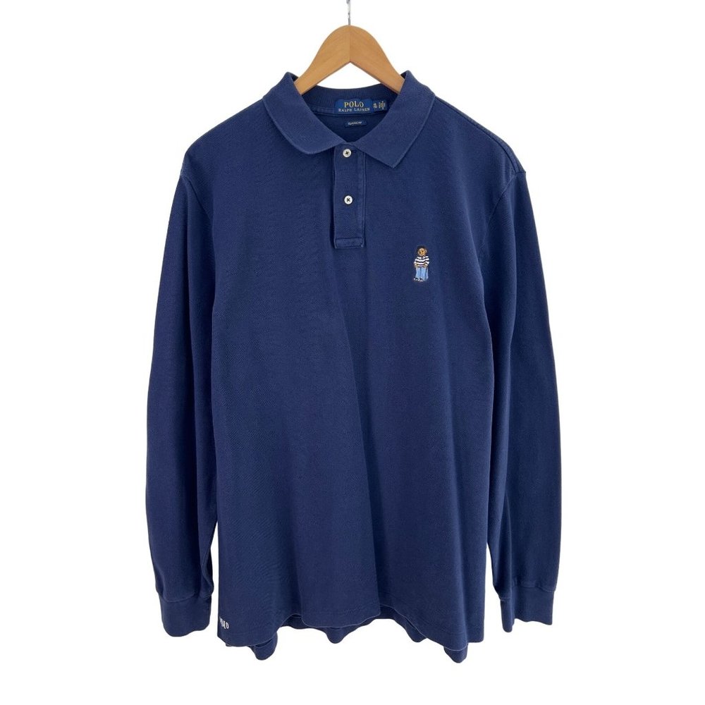 Polo Ralph Lauren Bear Navy Blue Long Sleeve Mens Sz XL